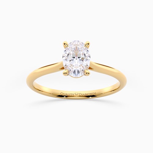An Oval Diamond Engagement Ring in Yellow Gold