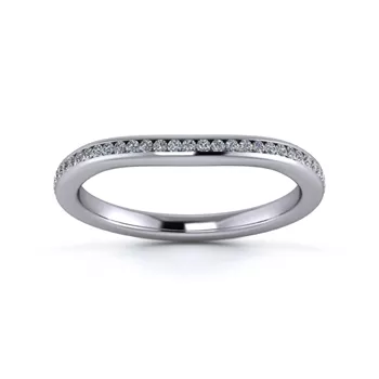 Platinum 2mm Slight Wave Half Channel Diamond Set Ring