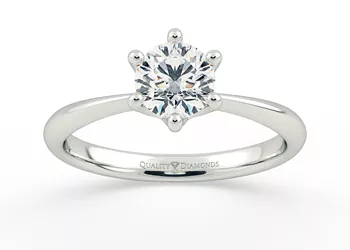 Six Claw Round Brilliant Amorette Diamond Ring in Platinum