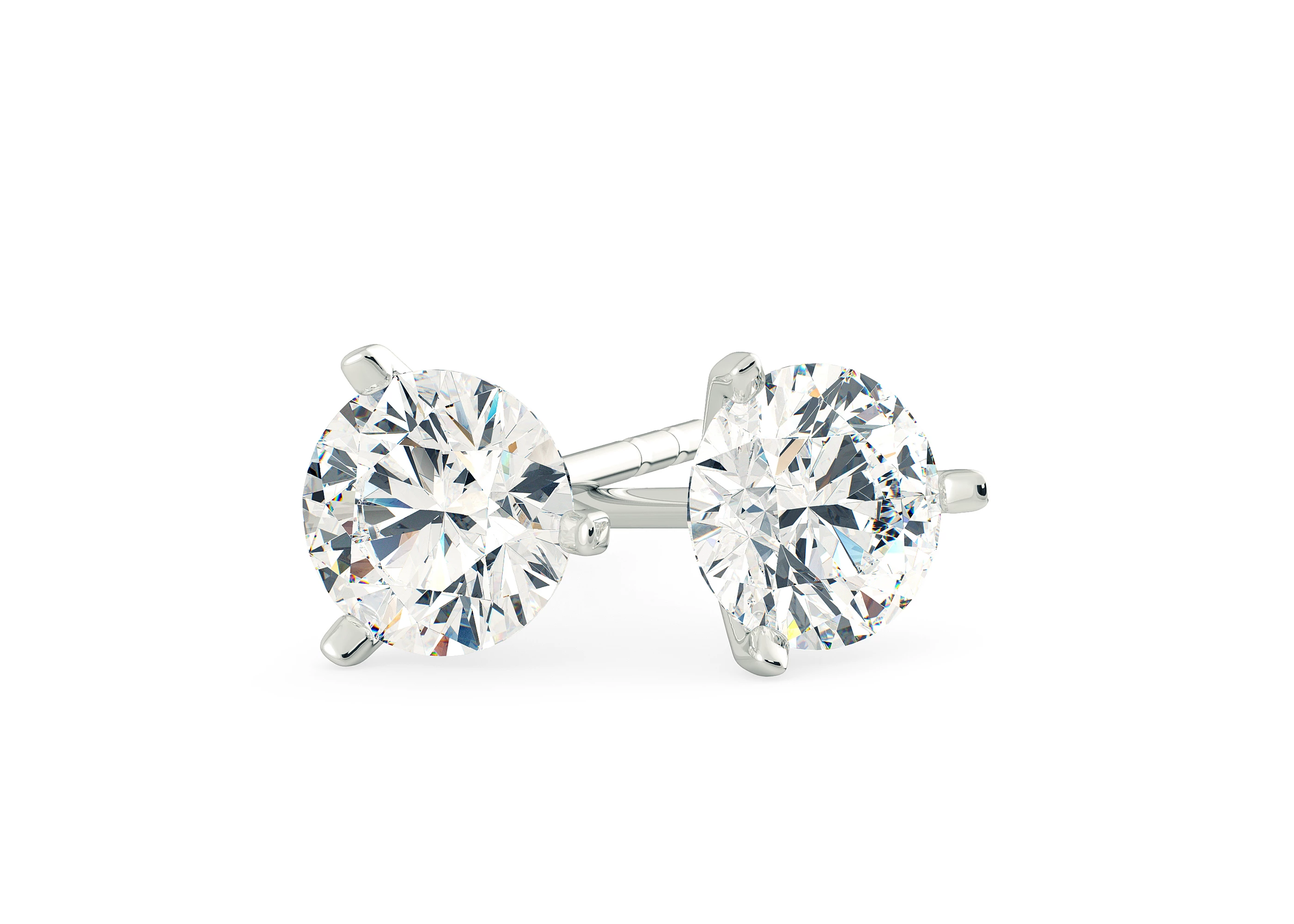 Alegra Round Brilliant Diamond Stud Earrings in Platinum with Screw Backs