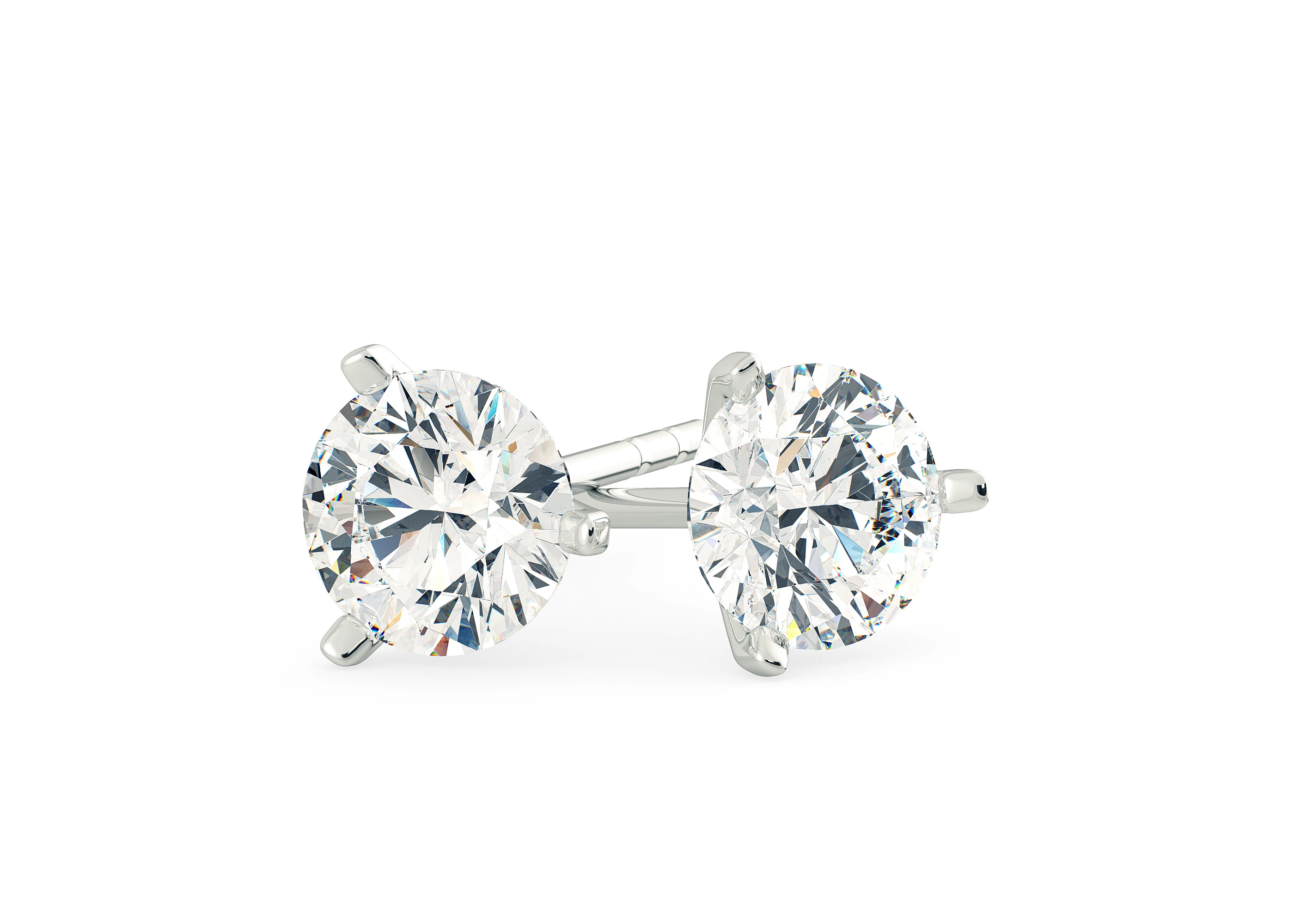 Alegra Round Brilliant Diamond Stud Earrings in Platinum with Butterfly Backs