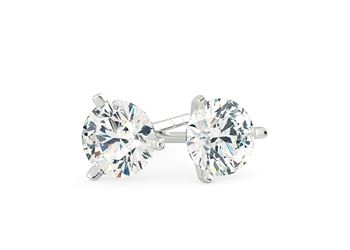 Alegra Round Brilliant Diamond Stud Earrings in Platinum with Butterfly Backs