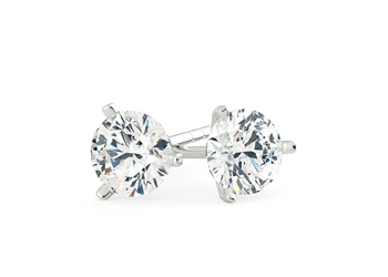 Alegra Round Brilliant Diamond Stud Earrings in 18K White Gold with Butterfly Backs