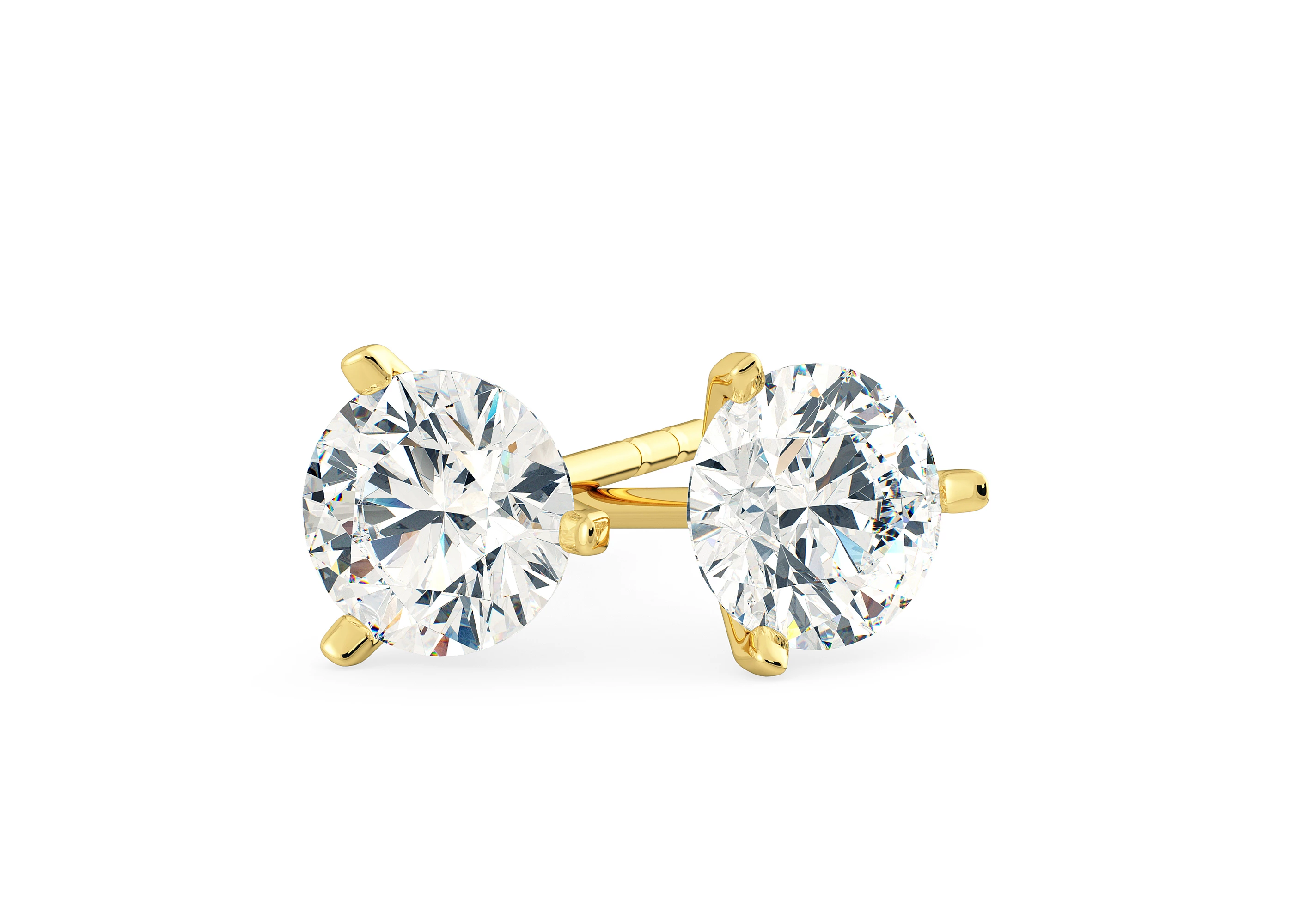 Alegra Round Brilliant Diamond Stud Earrings in 18K Yellow Gold with Screw Backs
