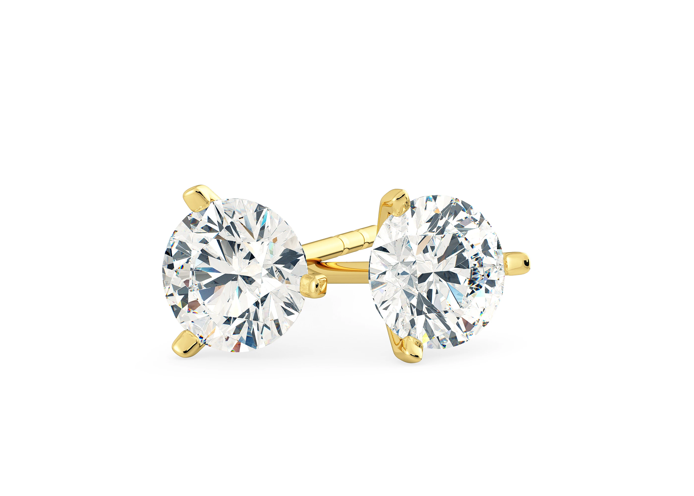 Alegra Round Brilliant Diamond Stud Earrings in in 18K Yellow Gold with Alpha Backs