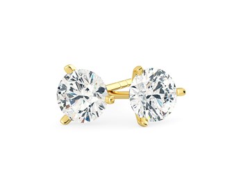 Alegra Round Brilliant Diamond Stud Earrings in 18K Yellow Gold