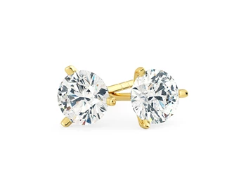 Alegra Round Brilliant Diamond Stud Earrings in 18K Yellow Gold with Butterfly Backs