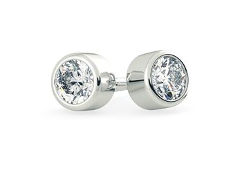 Carina Round Brilliant Diamond Stud Earrings in Platinum with Butterfly Backs