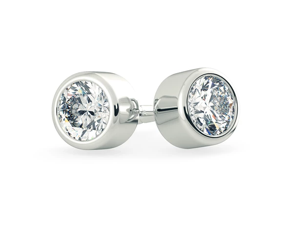 Carina Round Brilliant Diamond Stud Earrings in Platinum with Screw Backs