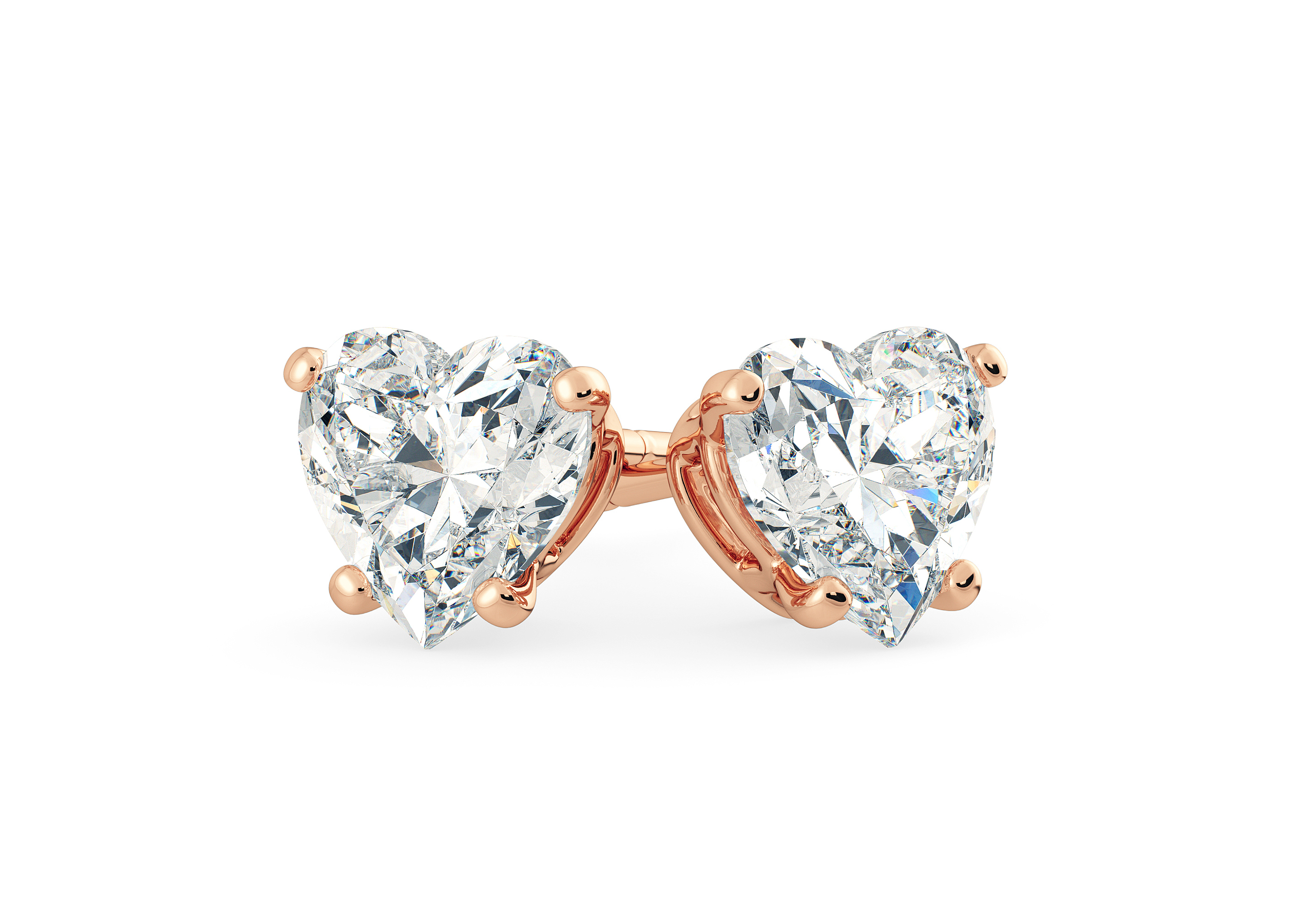 Half Carat Heart Diamond Stud Earrings in 18K Rose Gold