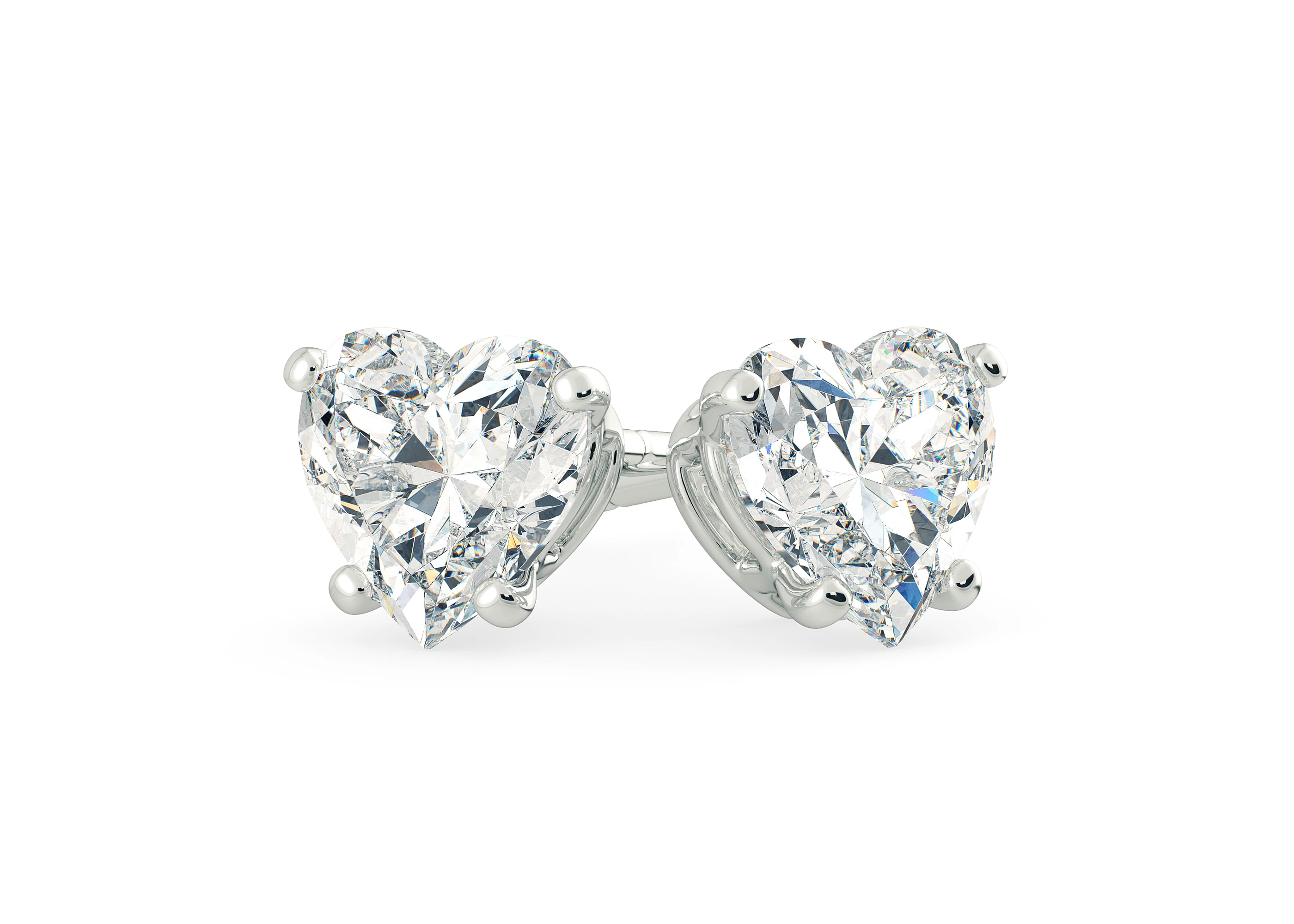 Ettore Heart Diamond Stud Earrings in Platinum with Butterfly Backs