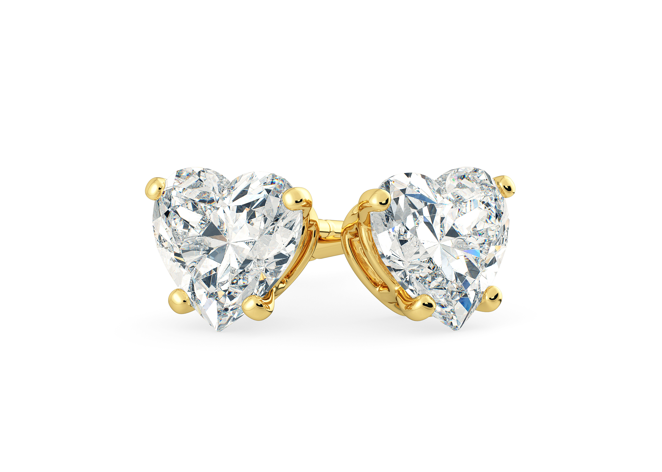 Half Carat Heart Diamond Stud Earrings in 18K Yellow Gold