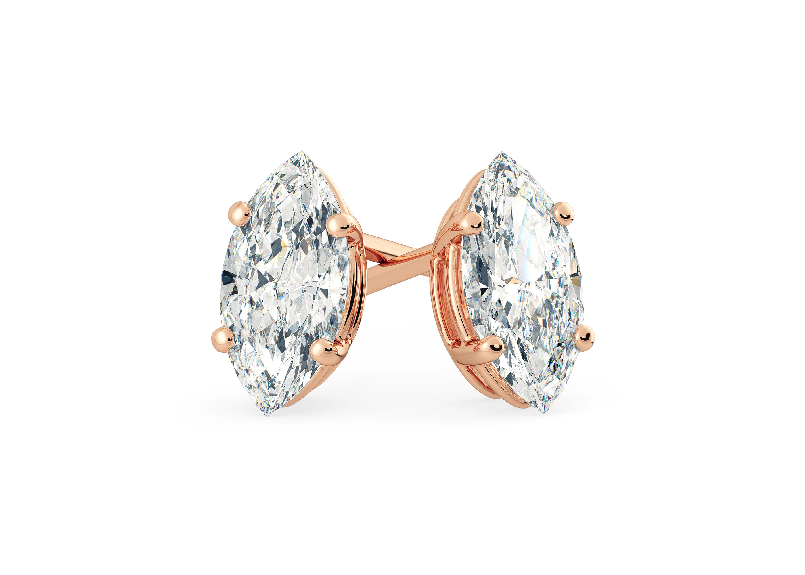 One Carat Marquise Diamond Stud Earrings in 18K Rose Gold
