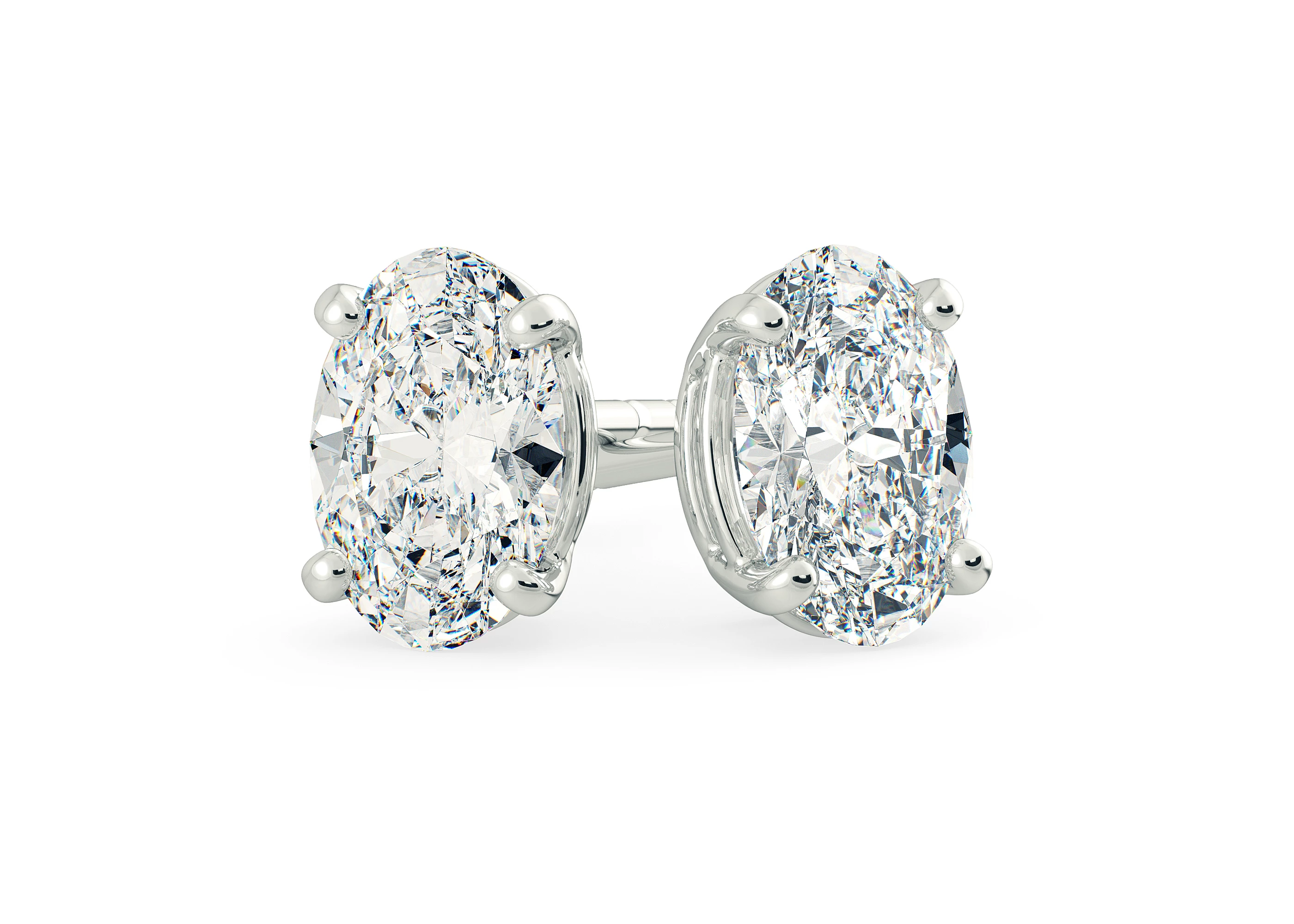 Half Carat Oval Diamond Stud Earrings in 18K White Gold