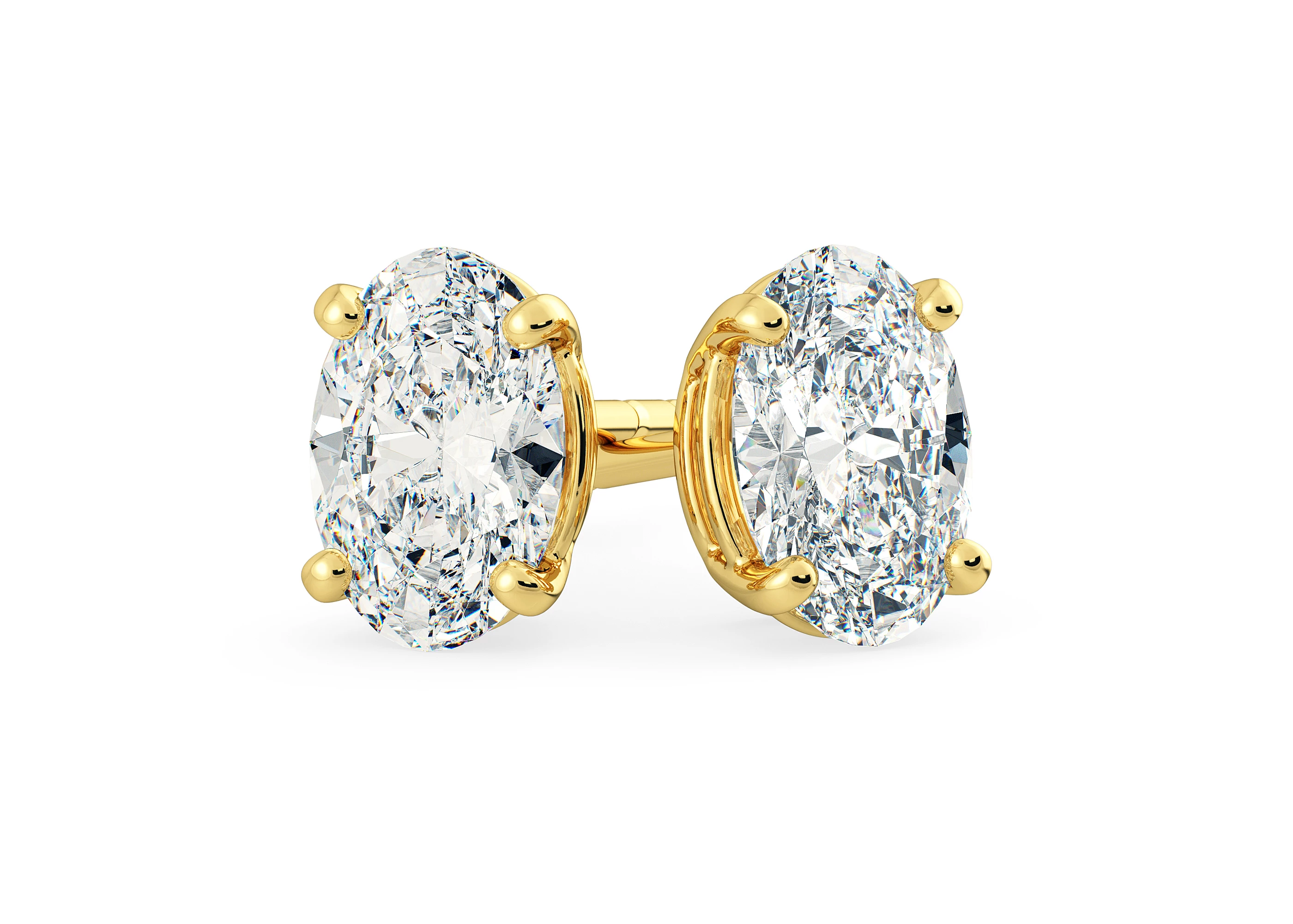 Half Carat Oval Diamond Stud Earrings in 18K Yellow Gold