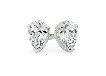 Ettore Pear Diamond Stud Earrings in 18K White Gold with Butterfly Backs