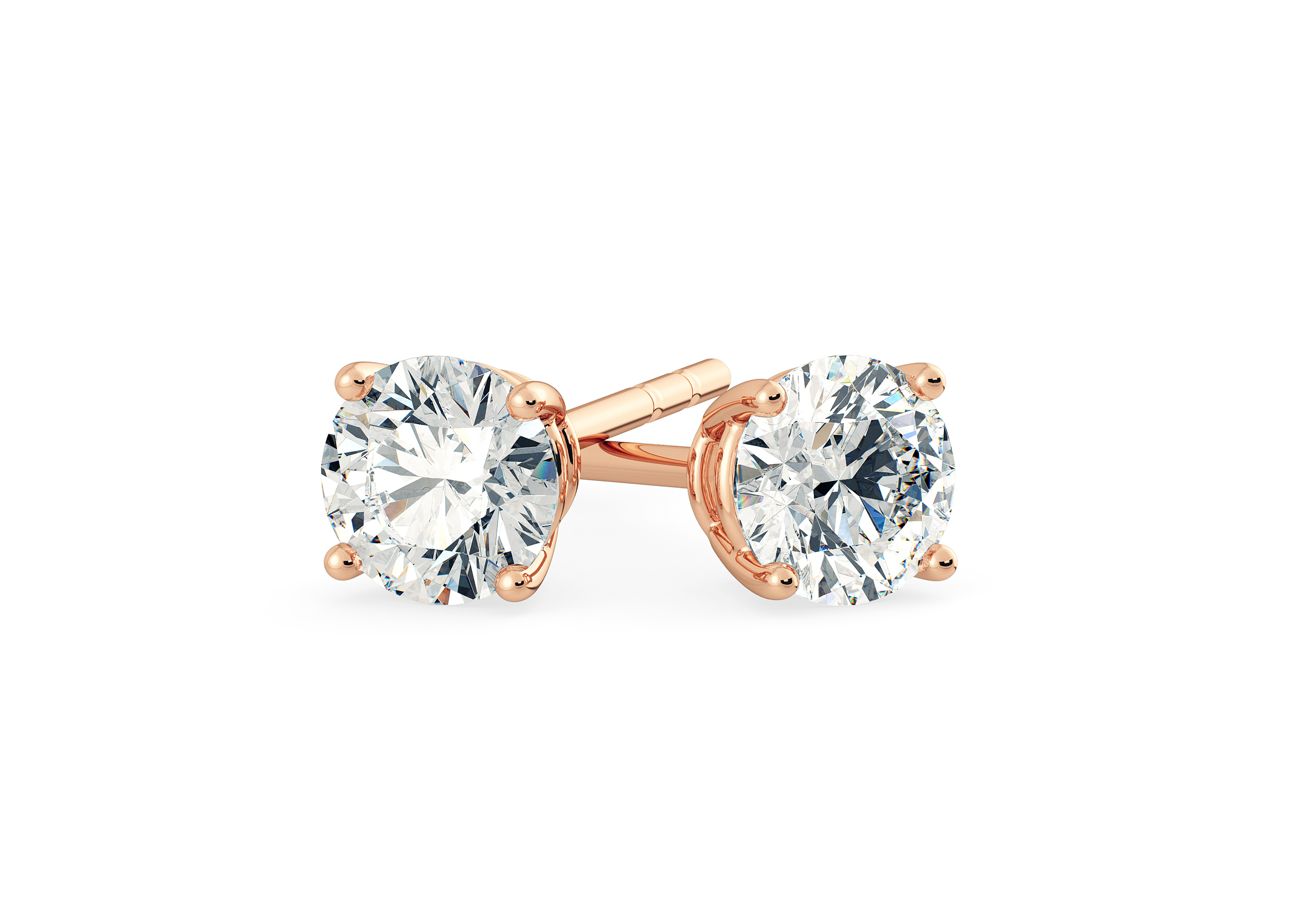 Half Carat Round Brilliant Diamond Stud Earrings in 18K Rose Gold