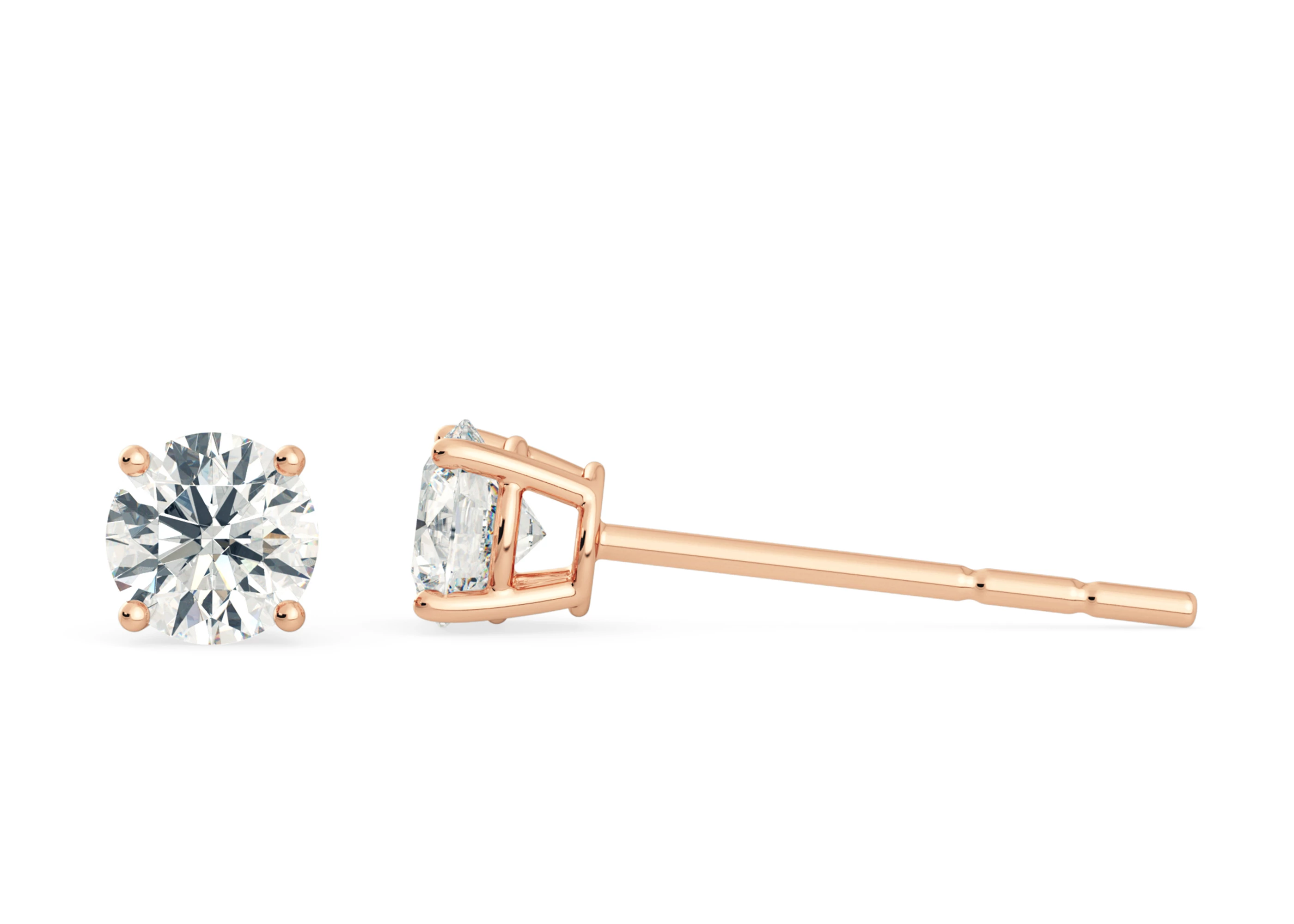 Half Carat Lab Grown Round Brilliant Diamond Stud Earrings in 18K Rose Gold