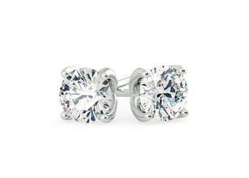 Mirabelle Round Brilliant Diamond Stud Earrings in 18K White Gold with Butterfly Backs