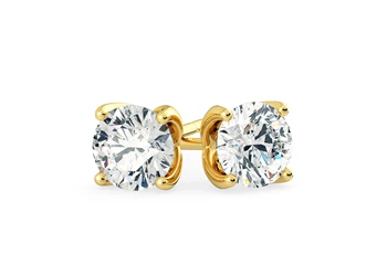 Mirabelle Round Brilliant Diamond Stud Earrings in 18K Yellow Gold with Butterfly Backs