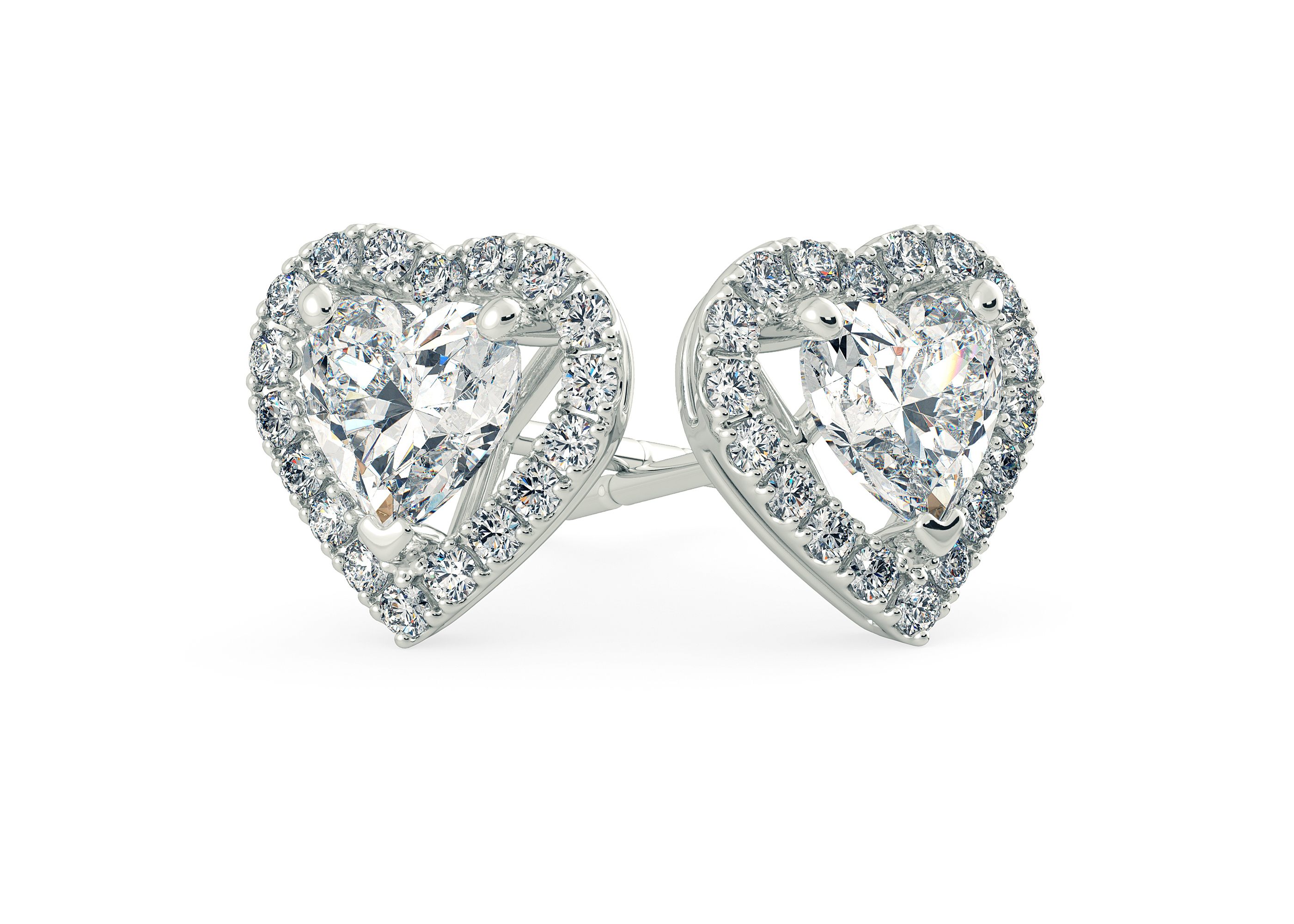 Bijou Heart Diamond Stud Earrings in Platinum with Alpha Backs