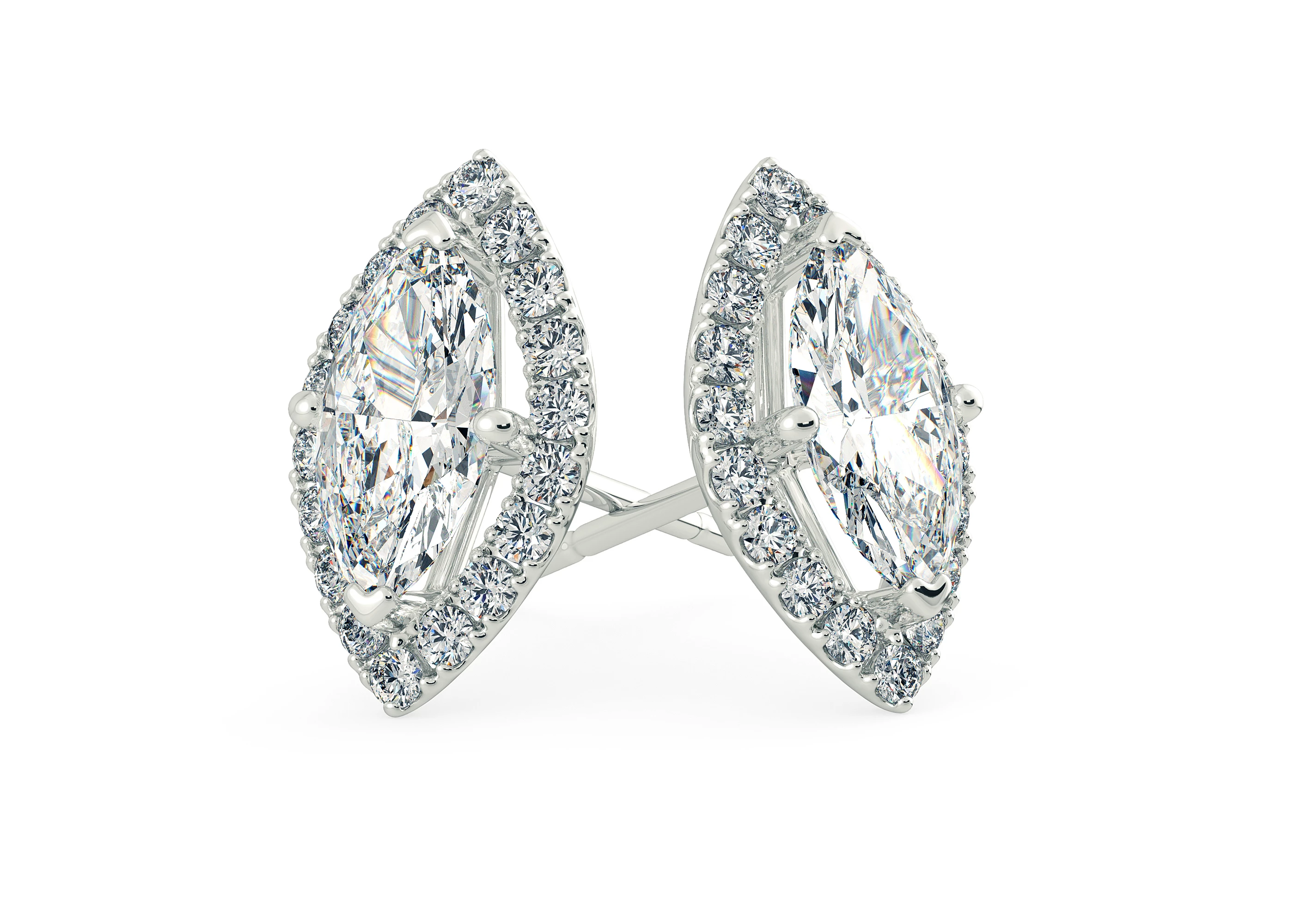 Bijou Marquise Diamond Stud Earrings in Platinum with Screw Backs