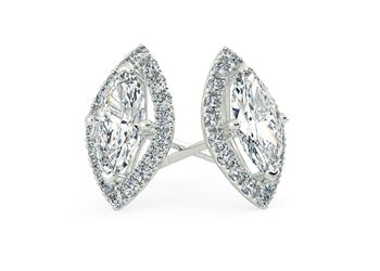 Bijou Marquise Diamond Stud Earrings in 18K White Gold with Butterfly Backs