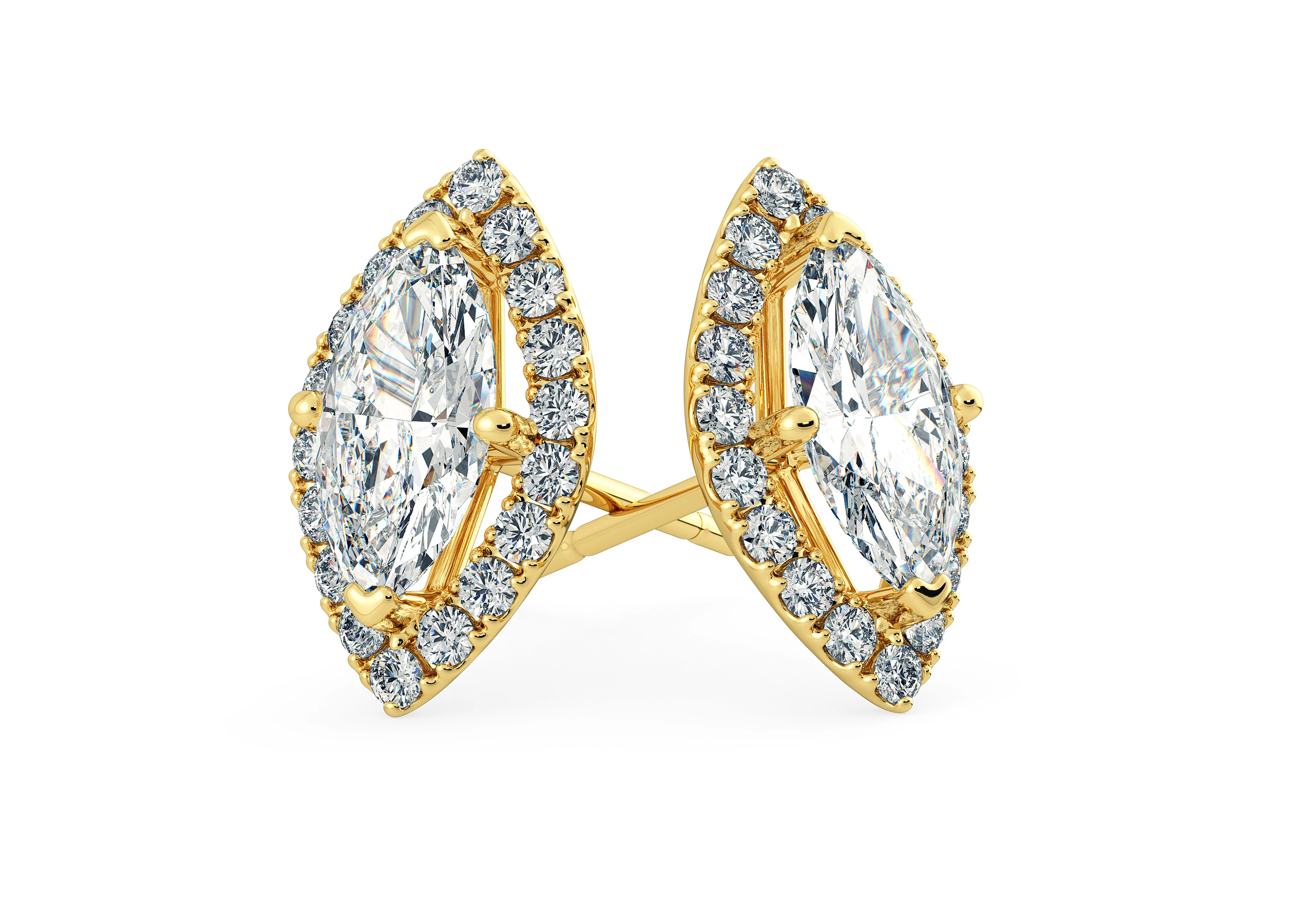 Bijou Marquise Diamond Stud Earrings in 18K Yellow Gold with Screw Backs