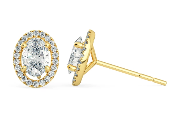 Bijou Oval Diamond Stud Earrings in 18K Yellow Gold with Alpha Backs ...