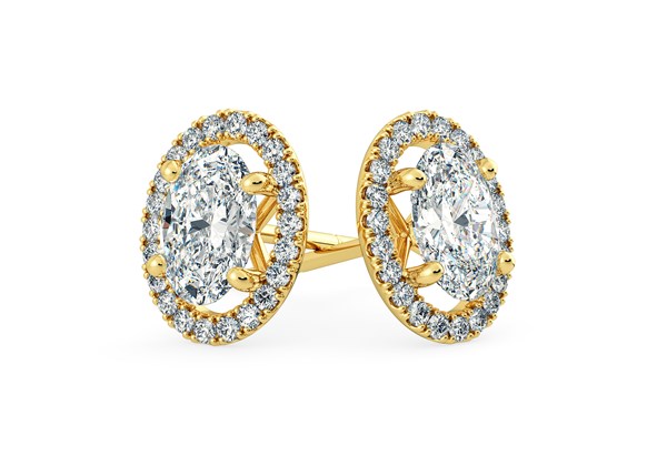 Bijou Oval Diamond Stud Earrings in 18K Yellow Gold