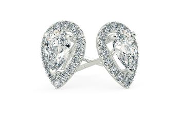 Bijou Pear Diamond Stud Earrings in 18K White Gold with Butterfly Backs