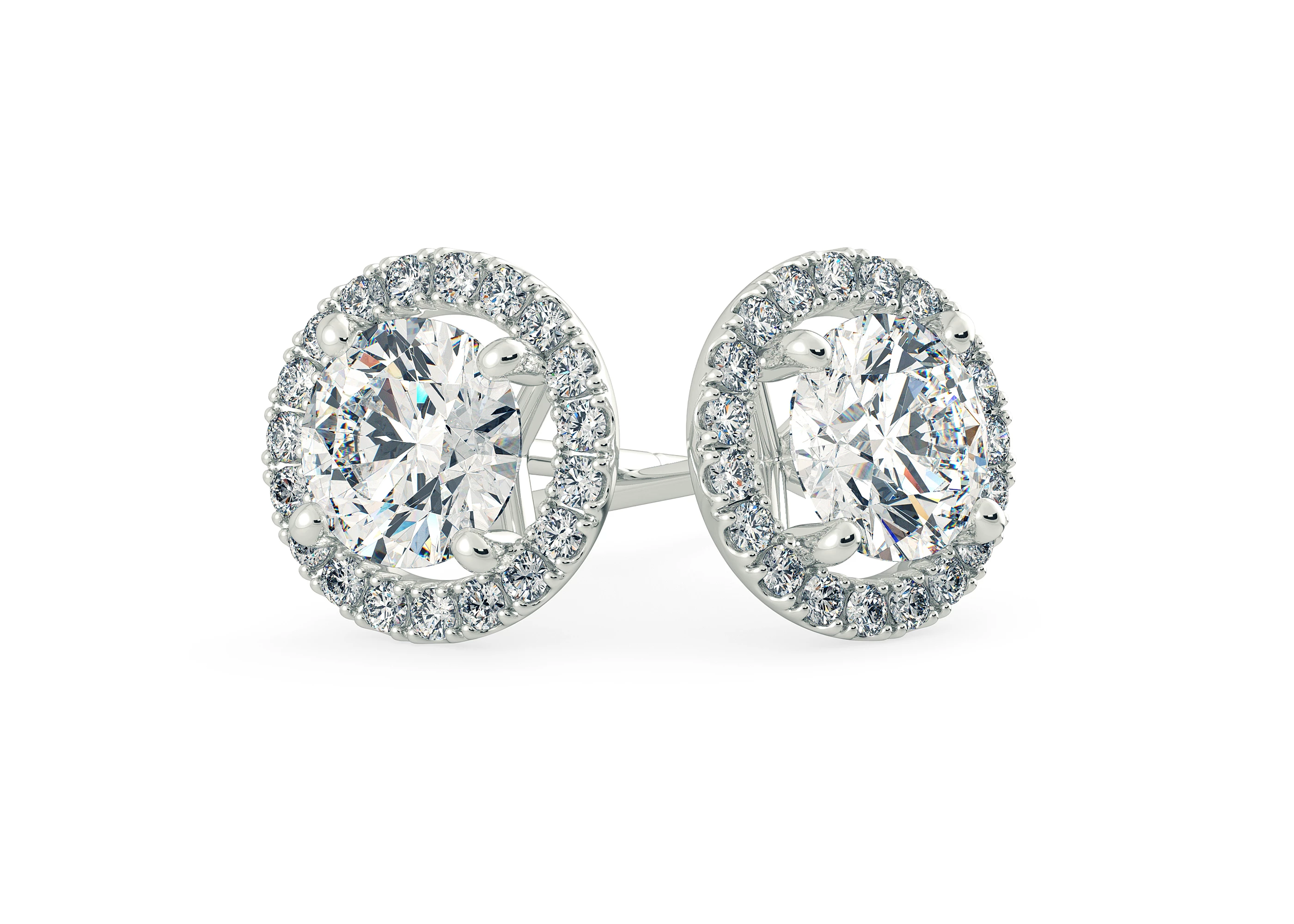 Bijou Round Brilliant Diamond Stud Earrings in Platinum with Screw Backs