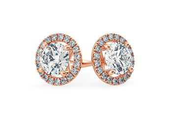 Round Brilliant Diamond Earrings in Rose Gold