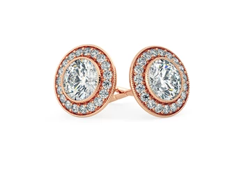 Dante Round Brilliant Diamond Stud Earrings in 18K Rose Gold with Butterfly Backs