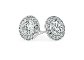 Dante Round Brilliant Diamond Stud Earrings in Platinum with Butterfly Backs