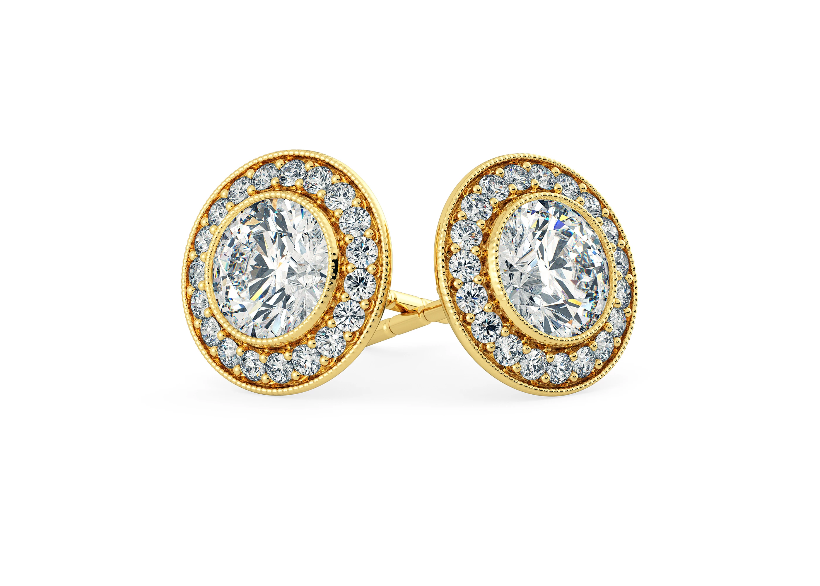 Dante Round Brilliant Diamond Stud Earrings in 18K Yellow Gold with Screw Backs