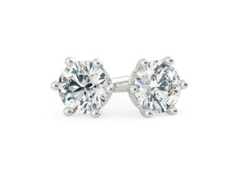 Bellezza Round Brilliant Diamond Stud Earrings in Platinum with Butterfly Backs