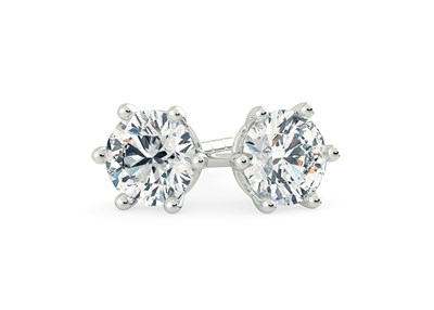 A pair of 18K White Gold Six Claw diamond stud earrings