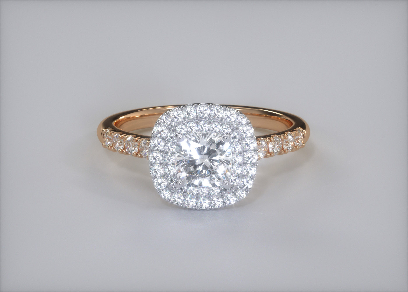 Diamond Set Cushion Eclat Diamond Ring in 9K Rose Gold 360 image