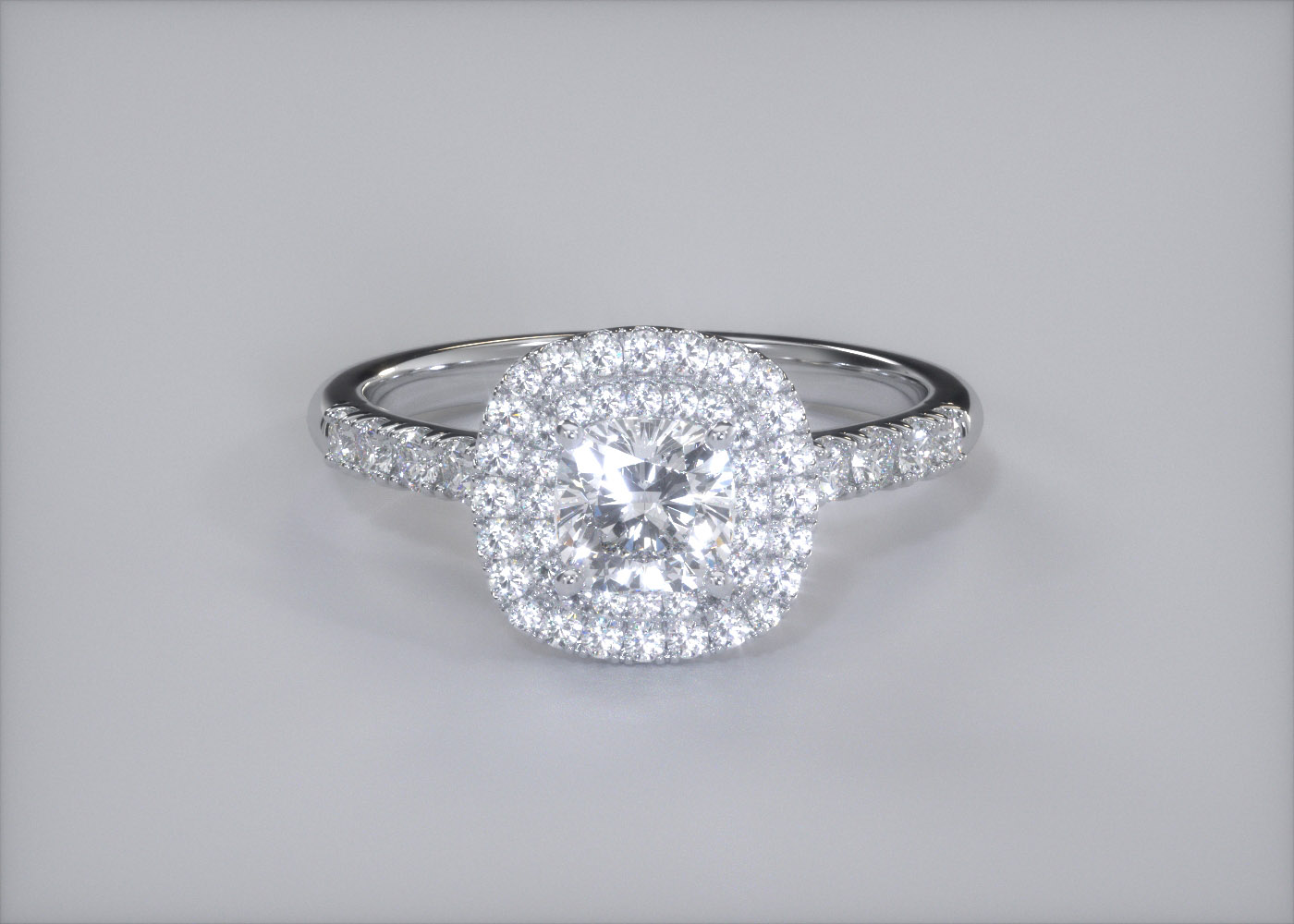 Diamond Set Cushion Eclat Diamond Ring in Platinum 360 image