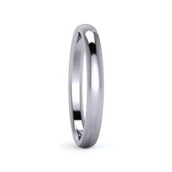 Palladium 950 2.5mm Medium Weight D Shape Wedding Ring