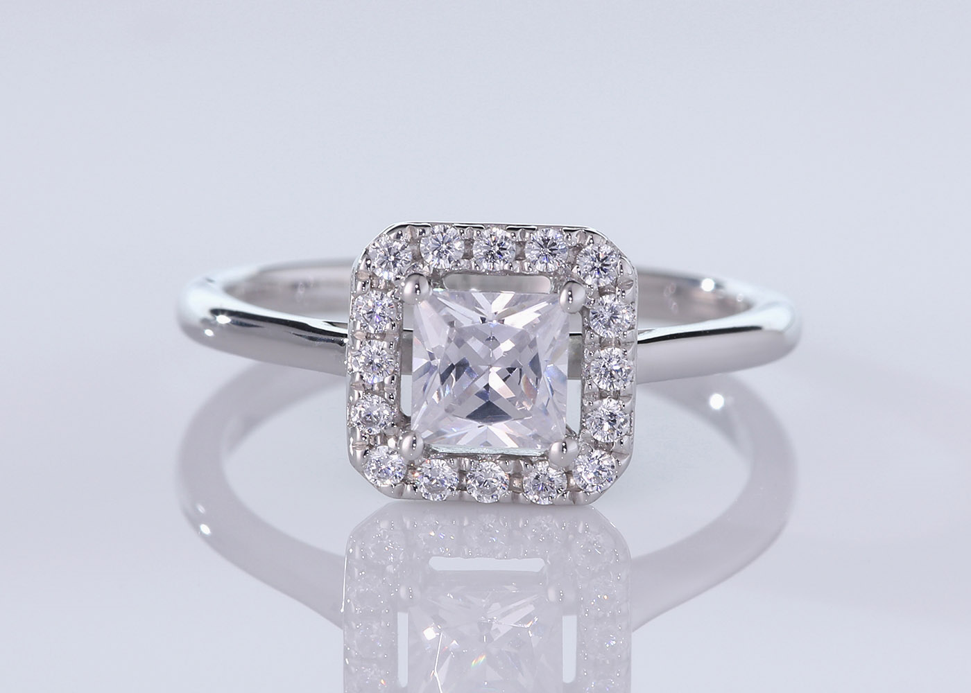 Diamond Set Princess Dolce Diamond Ring in 9K White Gold 360 image