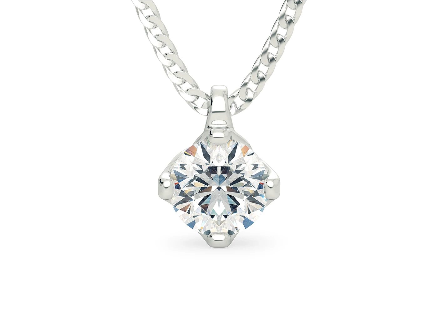 Round Brilliant Amia Diamond Pendant in Platinum
