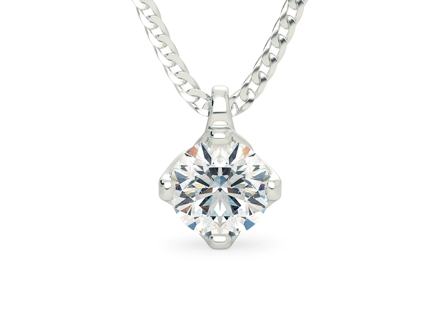 Round Brilliant Amia Diamond Pendant in 18K White Gold