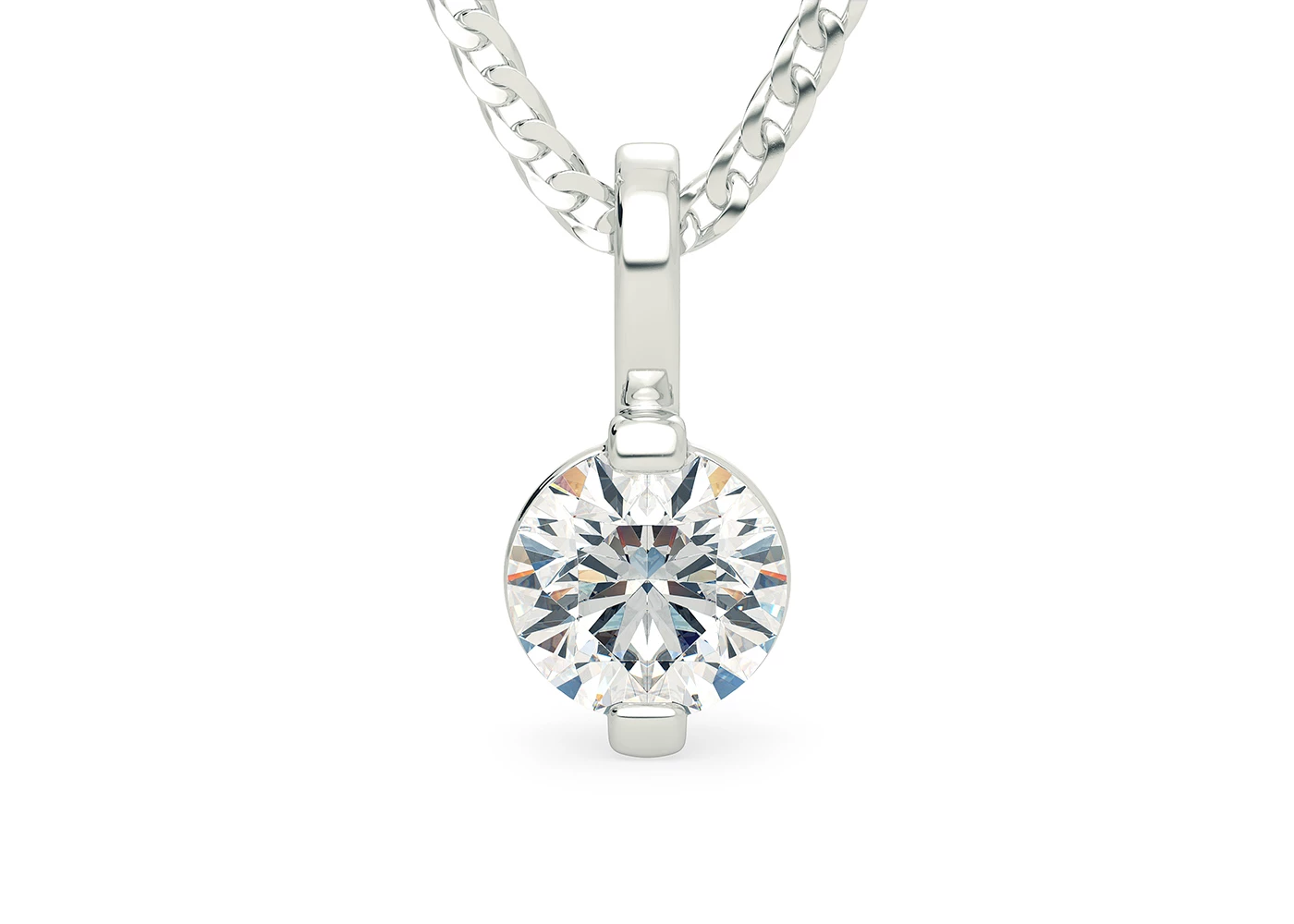 Round Brilliant Anita Diamond Pendant in 18K White Gold