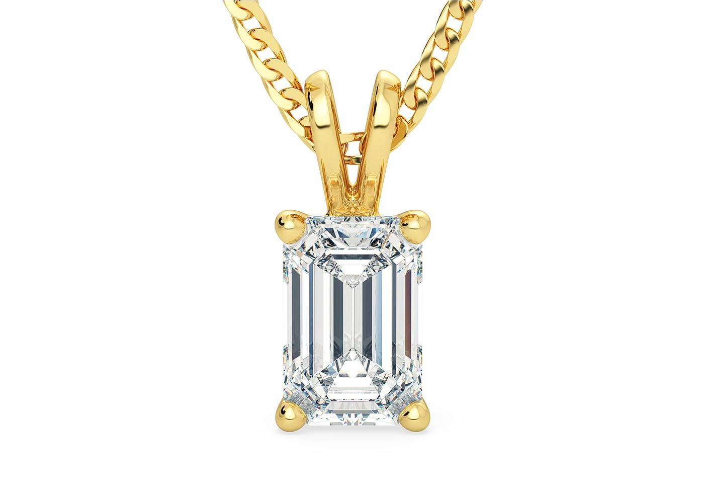 Half Carat Emerald Diamond Pendant in 18K Yellow Gold