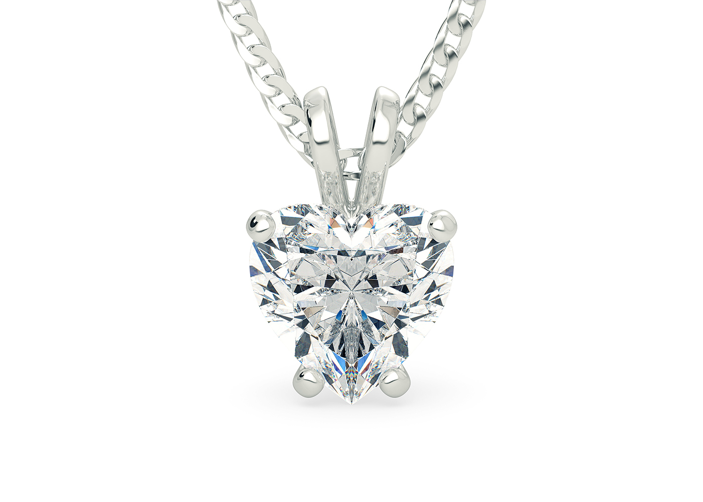 Half Carat Heart Diamond Pendant in 9K White Gold