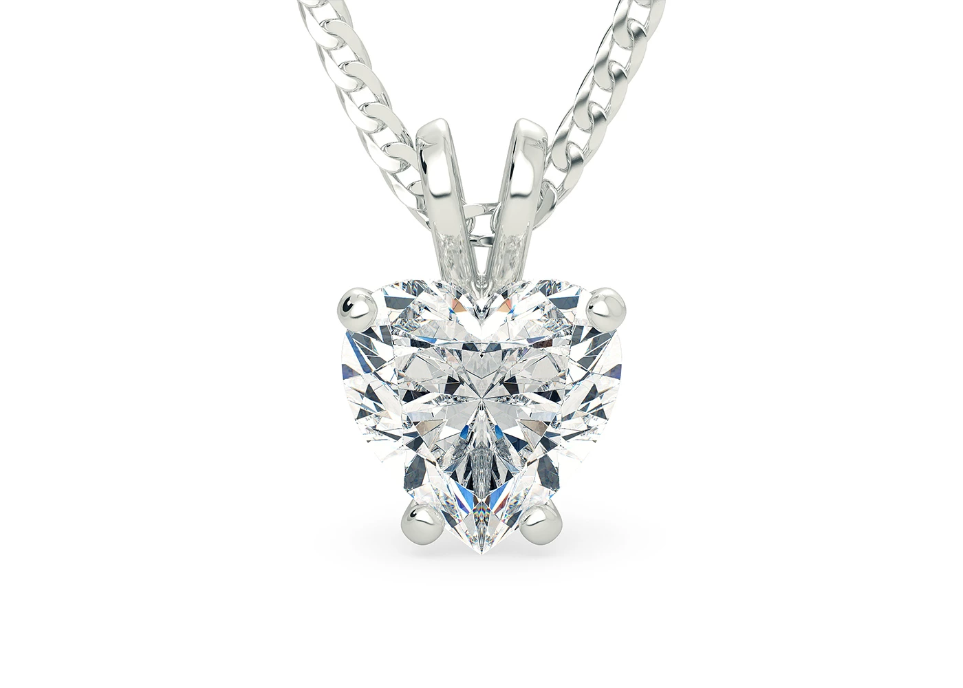 Half Carat Heart Diamond Pendant in 18K White Gold