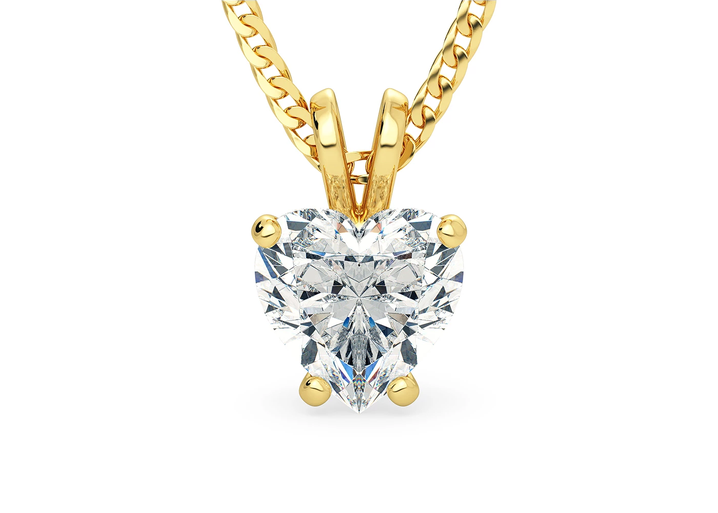 One Carat Heart Diamond Pendant in 18K Yellow Gold