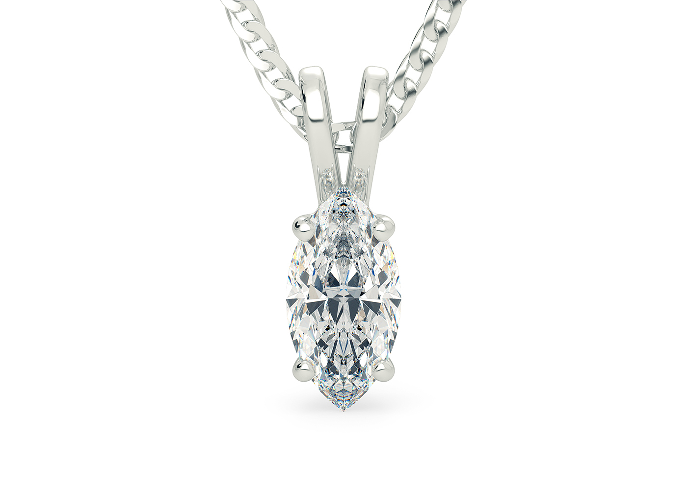 Half Carat Marquise Diamond Pendant in 18K White Gold